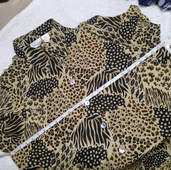 Halmode Plus Brown/Black/Beige Multi Colored Animal Print Short Sleeve Size 20W - Picture 5 of 9